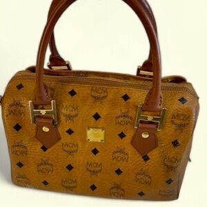 MCM Cognac Visetos Boston Bag -see call outs